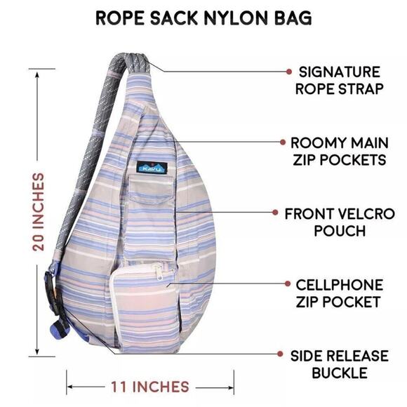 KAVU Stripe Rope Sack  Sling Crossbody Backpack